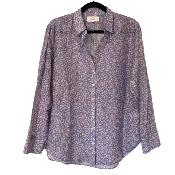 XiRENA Floral Silk Blend Button Down Blouse Womens Small - Picture 1 of 9